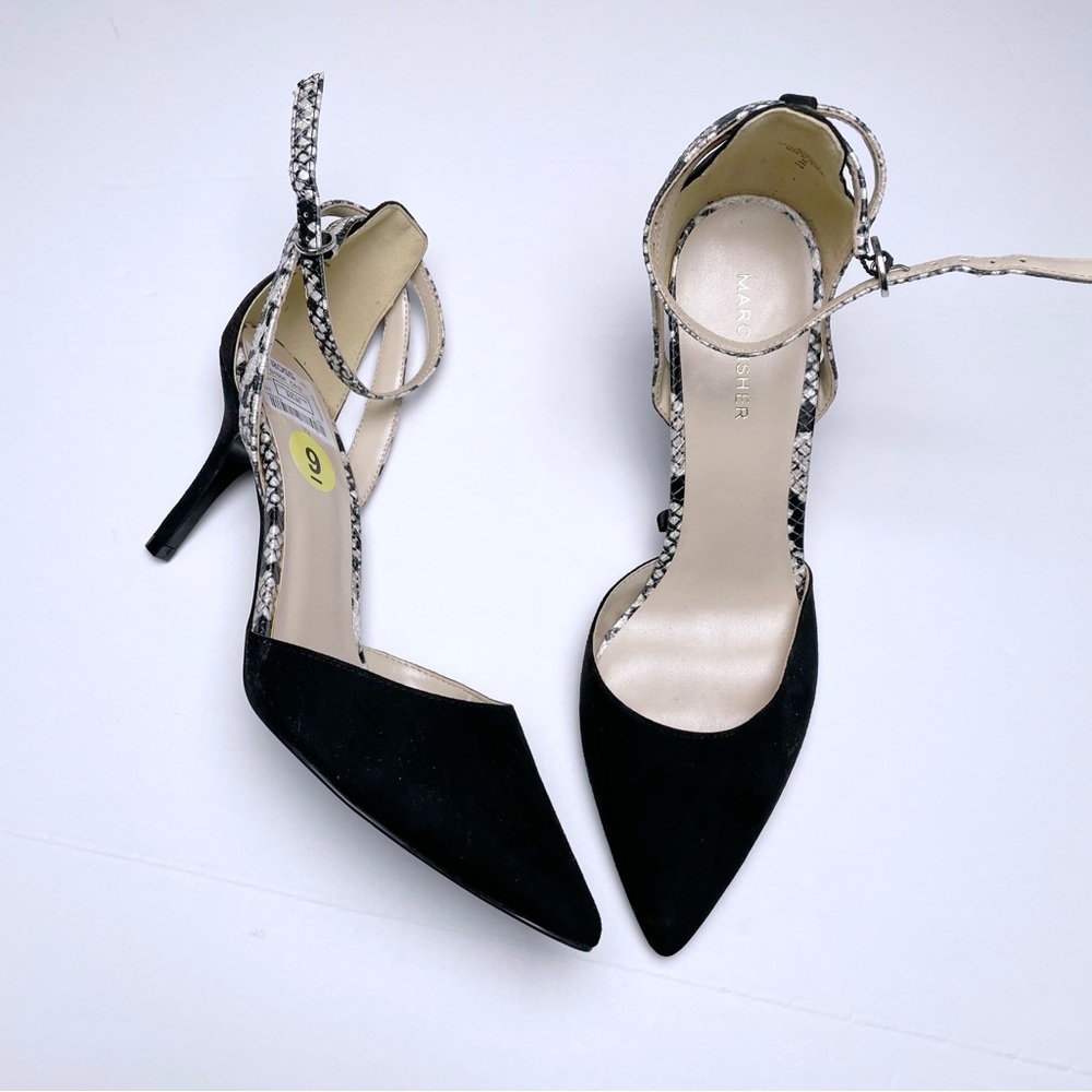 Marc Fisher Snake Print Pointy Toe Heels
